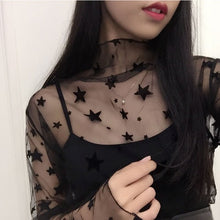 Load image into Gallery viewer, Fashion Black Sexy Women Long Sleeve See Through Mesh Sheer Party Clubwear Night Shirt Tops 2019 shirts t shirt Lace