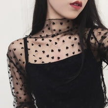 Load image into Gallery viewer, Fashion Black Sexy Women Long Sleeve See Through Mesh Sheer Party Clubwear Night Shirt Tops 2019 shirts t shirt Lace