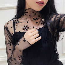 Load image into Gallery viewer, Fashion Black Sexy Women Long Sleeve See Through Mesh Sheer Party Clubwear Night Shirt Tops 2019 shirts t shirt Lace