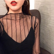 Load image into Gallery viewer, Fashion Black Sexy Women Long Sleeve See Through Mesh Sheer Party Clubwear Night Shirt Tops 2019 shirts t shirt Lace