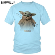 Load image into Gallery viewer, Lovely Baby Child Yoda T Shirt Men Star Wars Mandalorian T-Shirt Short Sleeved Cotton Print Tshirt Fan Tee Gift