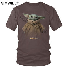 Load image into Gallery viewer, Lovely Baby Child Yoda T Shirt Men Star Wars Mandalorian T-Shirt Short Sleeved Cotton Print Tshirt Fan Tee Gift