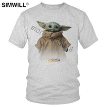 Load image into Gallery viewer, Lovely Baby Child Yoda T Shirt Men Star Wars Mandalorian T-Shirt Short Sleeved Cotton Print Tshirt Fan Tee Gift