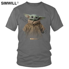 Load image into Gallery viewer, Lovely Baby Child Yoda T Shirt Men Star Wars Mandalorian T-Shirt Short Sleeved Cotton Print Tshirt Fan Tee Gift