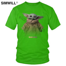 Load image into Gallery viewer, Lovely Baby Child Yoda T Shirt Men Star Wars Mandalorian T-Shirt Short Sleeved Cotton Print Tshirt Fan Tee Gift