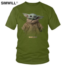 Load image into Gallery viewer, Lovely Baby Child Yoda T Shirt Men Star Wars Mandalorian T-Shirt Short Sleeved Cotton Print Tshirt Fan Tee Gift