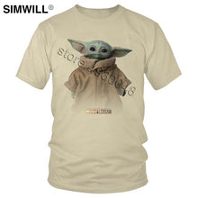Load image into Gallery viewer, Lovely Baby Child Yoda T Shirt Men Star Wars Mandalorian T-Shirt Short Sleeved Cotton Print Tshirt Fan Tee Gift
