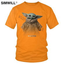 Load image into Gallery viewer, Lovely Baby Child Yoda T Shirt Men Star Wars Mandalorian T-Shirt Short Sleeved Cotton Print Tshirt Fan Tee Gift