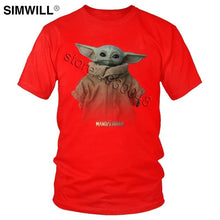 Load image into Gallery viewer, Lovely Baby Child Yoda T Shirt Men Star Wars Mandalorian T-Shirt Short Sleeved Cotton Print Tshirt Fan Tee Gift