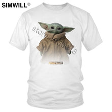 Load image into Gallery viewer, Lovely Baby Child Yoda T Shirt Men Star Wars Mandalorian T-Shirt Short Sleeved Cotton Print Tshirt Fan Tee Gift