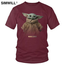 Load image into Gallery viewer, Lovely Baby Child Yoda T Shirt Men Star Wars Mandalorian T-Shirt Short Sleeved Cotton Print Tshirt Fan Tee Gift