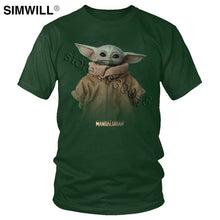 Load image into Gallery viewer, Lovely Baby Child Yoda T Shirt Men Star Wars Mandalorian T-Shirt Short Sleeved Cotton Print Tshirt Fan Tee Gift