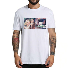 Load image into Gallery viewer, Funny Ugly Angry Women Yelling At Confused Cat At Dinner Table  Men T-Shirt High quality 100% cotton t-shirts