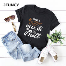 Load image into Gallery viewer, JFUNCY Funny Letter Print T-shirts Women's S-5XL Kawaii Harajuku Top Clothes Female Shirts Women Cotton T-shirt
